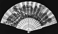 Fan, ivory, silk, metal, mother-of-pearl, American